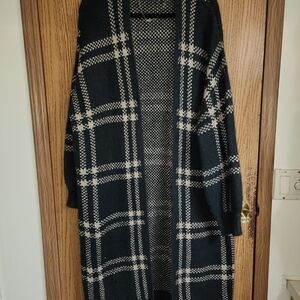 Ava & Viv Blue and Cream Checkered Cardigan